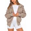 imageBTFBM Zip Up Hoodie Women Long Sleeve Fall Fashion Sweatshirt Fleece Y2K Hooded Jacket 2025 Trendy Winter ClothesGrey Khaki