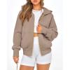 imageBTFBM Zip Up Hoodie Women Long Sleeve Fall Fashion Sweatshirt Fleece Y2K Hooded Jacket 2025 Trendy Winter ClothesGrey Khaki