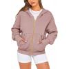 imageBTFBM Zip Up Hoodie Women Long Sleeve Fall Fashion Sweatshirt Fleece Y2K Hooded Jacket 2025 Trendy Winter ClothesGrey Pink