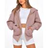 imageBTFBM Zip Up Hoodie Women Long Sleeve Fall Fashion Sweatshirt Fleece Y2K Hooded Jacket 2025 Trendy Winter ClothesGrey Pink