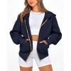 imageBTFBM Zip Up Hoodie Women Long Sleeve Fall Fashion Sweatshirt Fleece Y2K Hooded Jacket 2025 Trendy Winter ClothesNavy