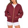 imageBTFBM Zip Up Hoodie Women Long Sleeve Fall Fashion Sweatshirt Fleece Y2K Hooded Jacket 2025 Trendy Winter ClothesWine Red