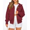 imageBTFBM Zip Up Hoodie Women Long Sleeve Fall Fashion Sweatshirt Fleece Y2K Hooded Jacket 2025 Trendy Winter ClothesWine Red