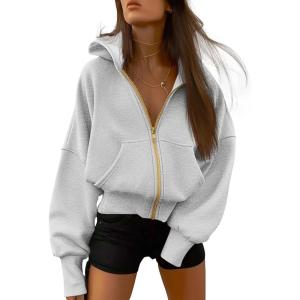 imageBTFBM Zip Up Hoodie Women Long Sleeve Fall Fashion Sweatshirt Fleece Y2K Hooded Jacket 2025 Trendy Winter ClothesGrey