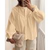 imageBTFBM Blouses for Women Dressy Casual Fall Clothes 2025 Long Sleeve Tops Lace Flowy Babydoll Button Down ShirtsApricot