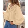 imageBTFBM Blouses for Women Dressy Casual Fall Clothes 2025 Long Sleeve Tops Lace Flowy Babydoll Button Down ShirtsApricot