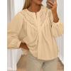 imageBTFBM Blouses for Women Dressy Casual Fall Clothes 2025 Long Sleeve Tops Lace Flowy Babydoll Button Down ShirtsApricot
