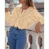 imageBTFBM Blouses for Women Dressy Casual Fall Clothes 2025 Long Sleeve Tops Lace Flowy Babydoll Button Down ShirtsApricot