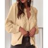 imageBTFBM Blouses for Women Dressy Casual Fall Clothes 2025 Long Sleeve Tops Lace Flowy Babydoll Button Down ShirtsApricot
