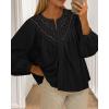 imageBTFBM Blouses for Women Dressy Casual Fall Clothes 2025 Long Sleeve Tops Lace Flowy Babydoll Button Down ShirtsBlack