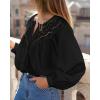 imageBTFBM Blouses for Women Dressy Casual Fall Clothes 2025 Long Sleeve Tops Lace Flowy Babydoll Button Down ShirtsBlack