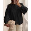 imageBTFBM Blouses for Women Dressy Casual Fall Clothes 2025 Long Sleeve Tops Lace Flowy Babydoll Button Down ShirtsBlack