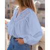imageBTFBM Blouses for Women Dressy Casual Fall Clothes 2025 Long Sleeve Tops Lace Flowy Babydoll Button Down ShirtsLight Blue