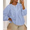 imageBTFBM Blouses for Women Dressy Casual Fall Clothes 2025 Long Sleeve Tops Lace Flowy Babydoll Button Down ShirtsLight Blue