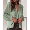 imageBTFBM Blouses for Women Dressy Casual Fall Clothes 2025 Long Sleeve Tops Lace Flowy Babydoll Button Down ShirtsLight Green