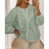 imageBTFBM Blouses for Women Dressy Casual Fall Clothes 2025 Long Sleeve Tops Lace Flowy Babydoll Button Down ShirtsLight Green