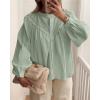 imageBTFBM Blouses for Women Dressy Casual Fall Clothes 2025 Long Sleeve Tops Lace Flowy Babydoll Button Down ShirtsLight Green