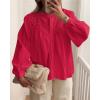 imageBTFBM Blouses for Women Dressy Casual Fall Clothes 2025 Long Sleeve Tops Lace Flowy Babydoll Button Down ShirtsRed