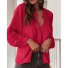 imageBTFBM Blouses for Women Dressy Casual Fall Clothes 2025 Long Sleeve Tops Lace Flowy Babydoll Button Down ShirtsRed