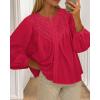 imageBTFBM Blouses for Women Dressy Casual Fall Clothes 2025 Long Sleeve Tops Lace Flowy Babydoll Button Down ShirtsRed