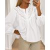 imageBTFBM Blouses for Women Dressy Casual Fall Clothes 2025 Long Sleeve Tops Lace Flowy Babydoll Button Down ShirtsWhite