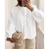 imageBTFBM Blouses for Women Dressy Casual Fall Clothes 2025 Long Sleeve Tops Lace Flowy Babydoll Button Down ShirtsWhite