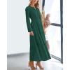 imageBTFBM Fall Dresses for Women 2025 Casual Long Sleeve V Neck Elastic Waist Lightweight Maxi Wedding Guest Dress PocketsHunter Green