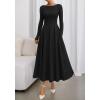 imageBTFBM Fall Dresses for Women 2025 Trendy Boat Neck Long Sleeve A Line Flowy Knit Loose Casual Elegant Party Maxi DressBlack