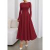 imageBTFBM Fall Dresses for Women 2025 Trendy Boat Neck Long Sleeve A Line Flowy Knit Loose Casual Elegant Party Maxi DressBurgundy