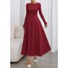 imageBTFBM Fall Dresses for Women 2025 Trendy Boat Neck Long Sleeve A Line Flowy Knit Loose Casual Elegant Party Maxi DressBurgundy