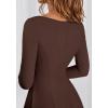 imageBTFBM Fall Dresses for Women 2025 Trendy Boat Neck Long Sleeve A Line Flowy Knit Loose Casual Elegant Party Maxi DressDark Brown
