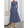 imageBTFBM Fall Dresses for Women 2025 Trendy Boat Neck Long Sleeve A Line Flowy Knit Loose Casual Elegant Party Maxi DressDusty Blue