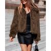 imageBTFBM Faux Fur Jacket Women Fluffy Winter Coats Zip Up Fuzzy Jackets Long Sleeve Furry Coat Shaggy 2025 Fall ClothesBrown