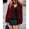 imageBTFBM Faux Fur Jacket Women Fluffy Winter Coats Zip Up Fuzzy Jackets Long Sleeve Furry Coat Shaggy 2025 Fall ClothesBurgundy