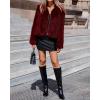 imageBTFBM Faux Fur Jacket Women Fluffy Winter Coats Zip Up Fuzzy Jackets Long Sleeve Furry Coat Shaggy 2025 Fall ClothesBurgundy