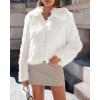 imageBTFBM Faux Fur Jacket Women Fluffy Winter Coats Zip Up Fuzzy Jackets Long Sleeve Furry Coat Shaggy 2025 Fall ClothesWhite