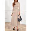imageBTFBM Long Sleeve Dress for Women 2025 Winter Business Casual Clothes Pleated Fall Wedding Guest Dresses PocketsBeige
