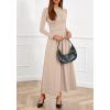 imageBTFBM Long Sleeve Dress for Women 2025 Winter Business Casual Clothes Pleated Fall Wedding Guest Dresses PocketsBeige