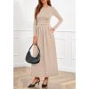 imageBTFBM Long Sleeve Dress for Women 2025 Winter Business Casual Clothes Pleated Fall Wedding Guest Dresses PocketsBeige