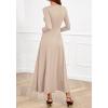 imageBTFBM Long Sleeve Dress for Women 2025 Winter Business Casual Clothes Pleated Fall Wedding Guest Dresses PocketsBeige