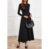 imageBTFBM Long Sleeve Dress for Women 2025 Winter Business Casual Clothes Pleated Fall Wedding Guest Dresses PocketsBlack