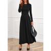 imageBTFBM Long Sleeve Dress for Women 2025 Winter Business Casual Clothes Pleated Fall Wedding Guest Dresses PocketsBlack
