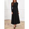 imageBTFBM Long Sleeve Dress for Women 2025 Winter Business Casual Clothes Pleated Fall Wedding Guest Dresses PocketsBlack