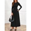 imageBTFBM Long Sleeve Dress for Women 2025 Winter Business Casual Clothes Pleated Fall Wedding Guest Dresses PocketsBlack