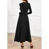 imageBTFBM Long Sleeve Dress for Women 2025 Winter Business Casual Clothes Pleated Fall Wedding Guest Dresses PocketsBlack