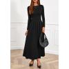 imageBTFBM Long Sleeve Dress for Women 2025 Winter Business Casual Clothes Pleated Fall Wedding Guest Dresses PocketsBlack