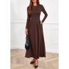 imageBTFBM Long Sleeve Dress for Women 2025 Winter Business Casual Clothes Pleated Fall Wedding Guest Dresses PocketsBrown