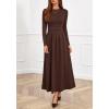imageBTFBM Long Sleeve Dress for Women 2025 Winter Business Casual Clothes Pleated Fall Wedding Guest Dresses PocketsBrown