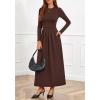 imageBTFBM Long Sleeve Dress for Women 2025 Winter Business Casual Clothes Pleated Fall Wedding Guest Dresses PocketsBrown