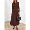 imageBTFBM Long Sleeve Dress for Women 2025 Winter Business Casual Clothes Pleated Fall Wedding Guest Dresses PocketsBrown
